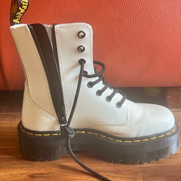 Dr Martens Jadon White Leather Platform Boots Zip Size 6 US M/ 7 US L unisex - Picture 8 of 14